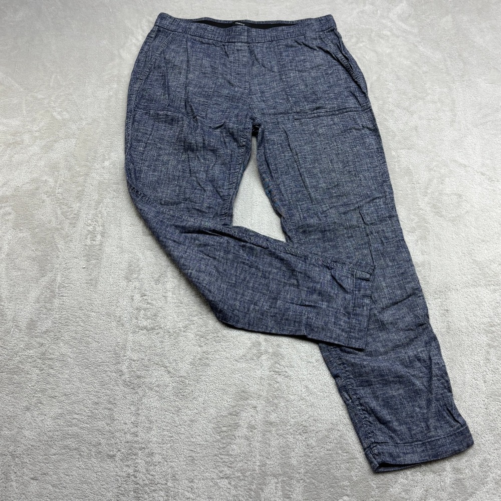 Theory Northsound Terra Wash Pants Women's 8 Linen Blend Coastal Grandma Luxury